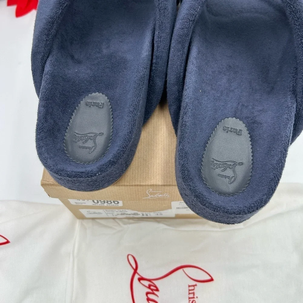 Men's Christian Louboutin BIZZU cross strap Terry cloth slide size 45
